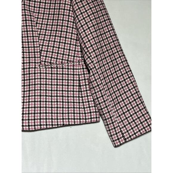 J Crew Campbell Blazer Womens XXL Pink Houndstooth Wool Blend Jacket Preppy 90s - Picture 5 of 13